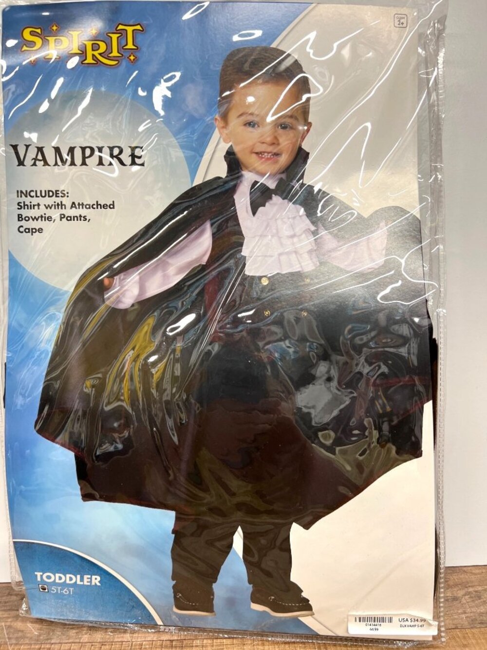 Vampire Toddler Costume Shirt Bowtie Pants & Cape Spirit Halloween Size 5T-6T